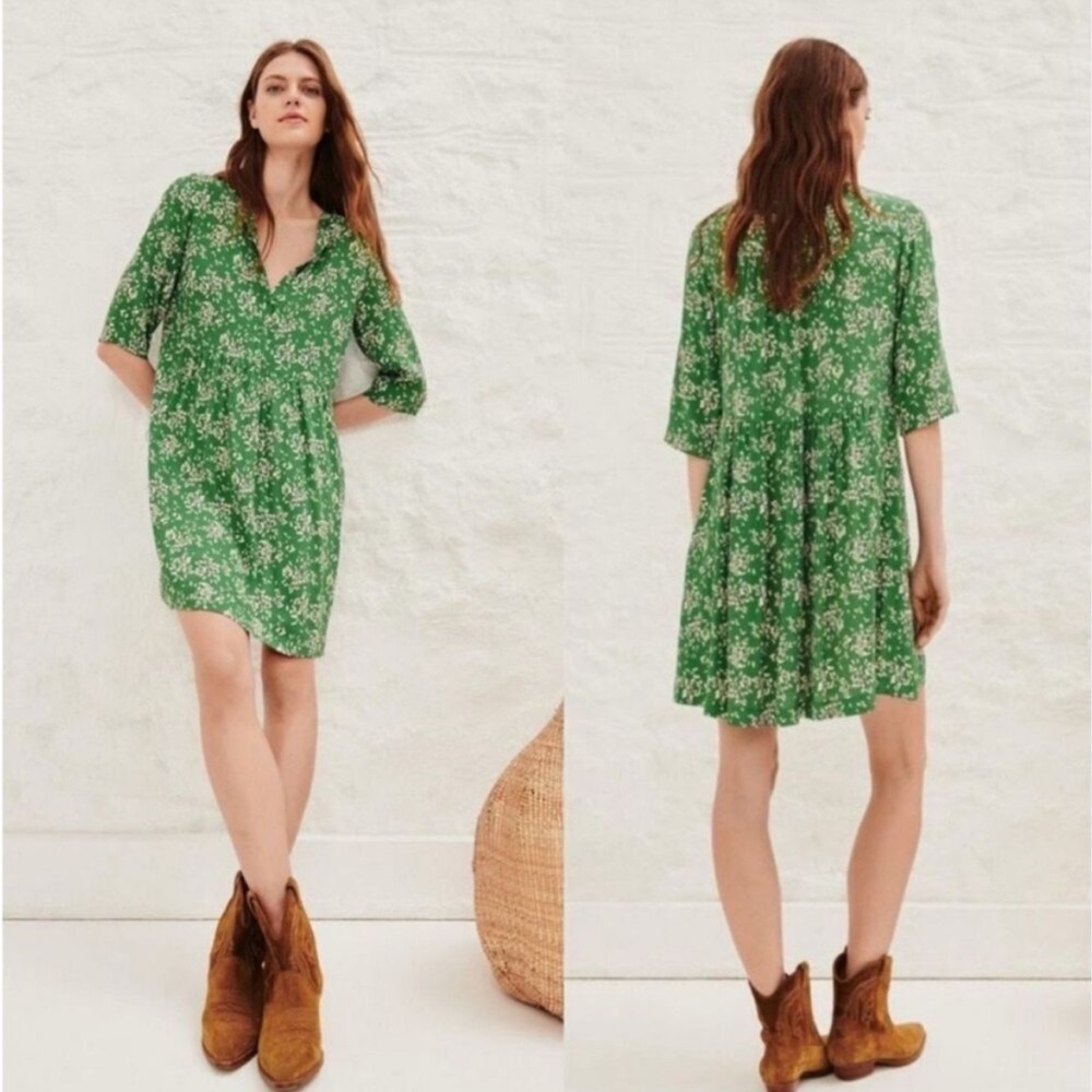 BA&SH green floral print sundress size small